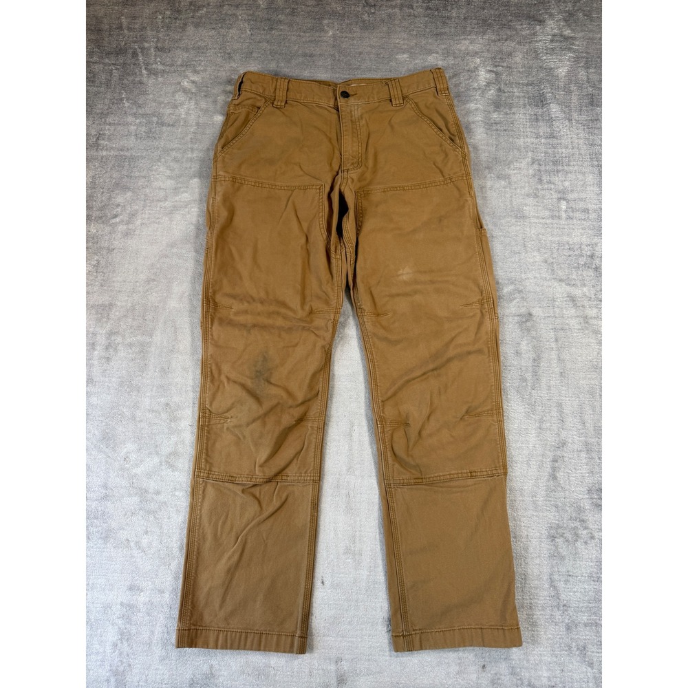 Carhartt Pants Mens 32x32 Brown Rugged Flex Double Front Work Utility Carpenter